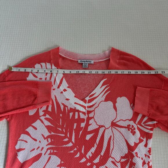 Tommy Bahama Courtside Palm V-Neck Coral Mesh Lightweight Pullover Sweater US M - Picture 6 of 10